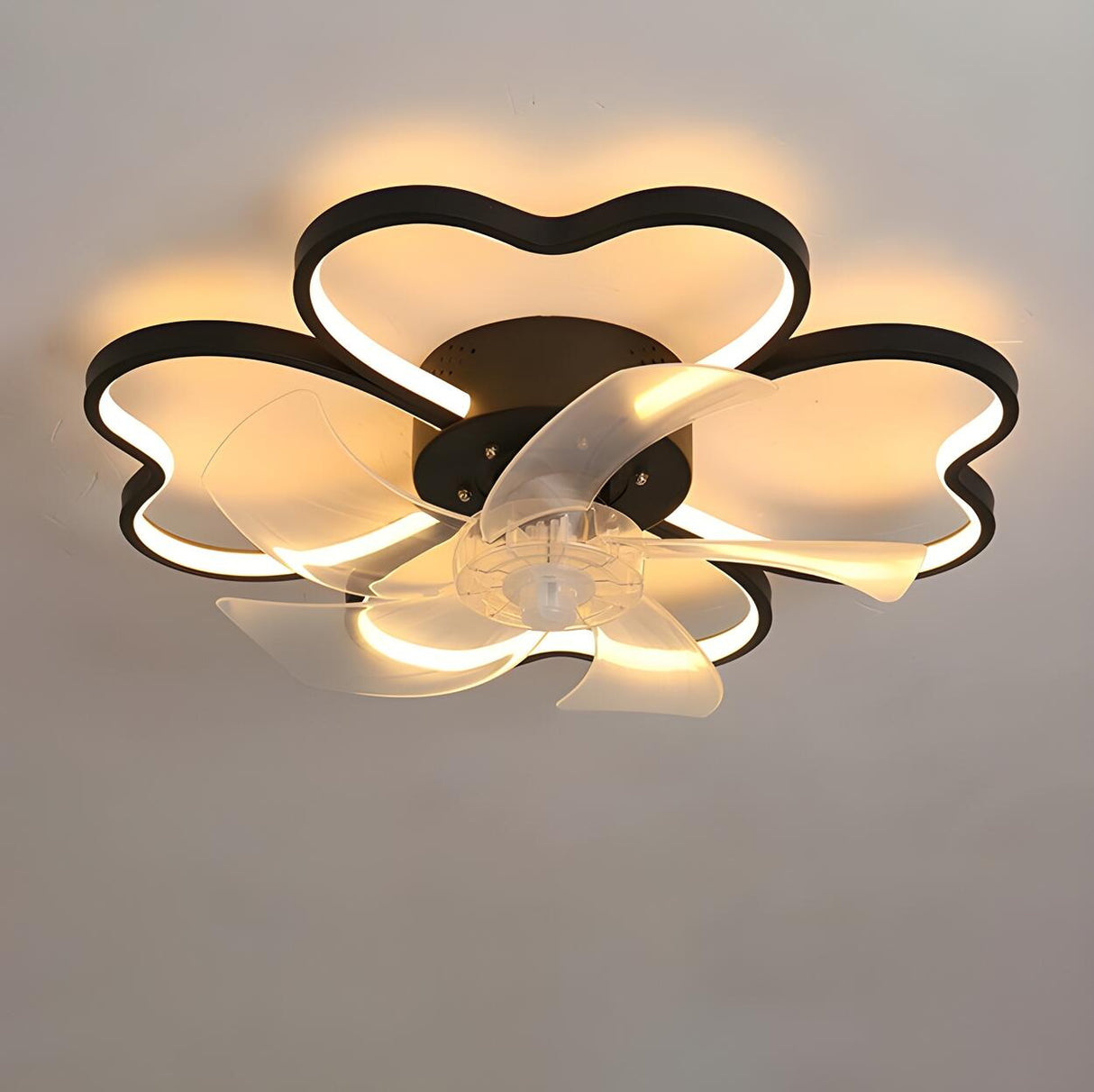 Stylish Linear Flower Modern Remote Ceiling Fan Light Image - 8