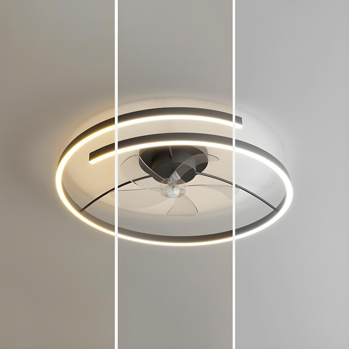 Stylish Linear Metal Modern Ceiling Fan with Light Image - 15