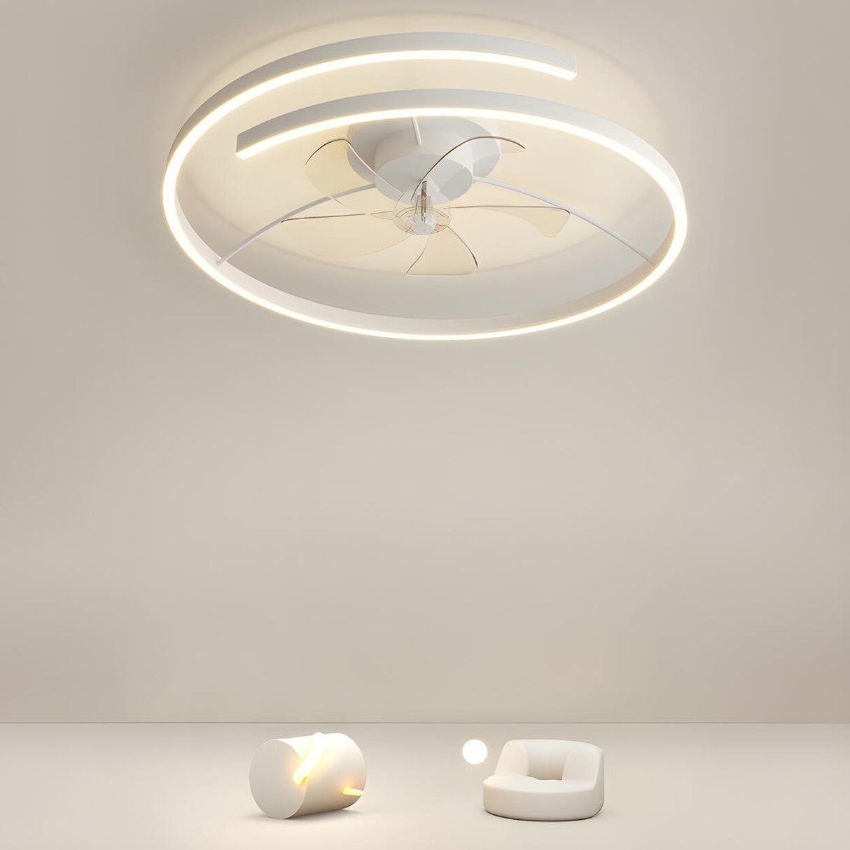 Stylish Linear Metal Modern Ceiling Fan with Light Image - 19