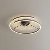 Stylish Linear Metal Modern Ceiling Fan with Light Image - 4