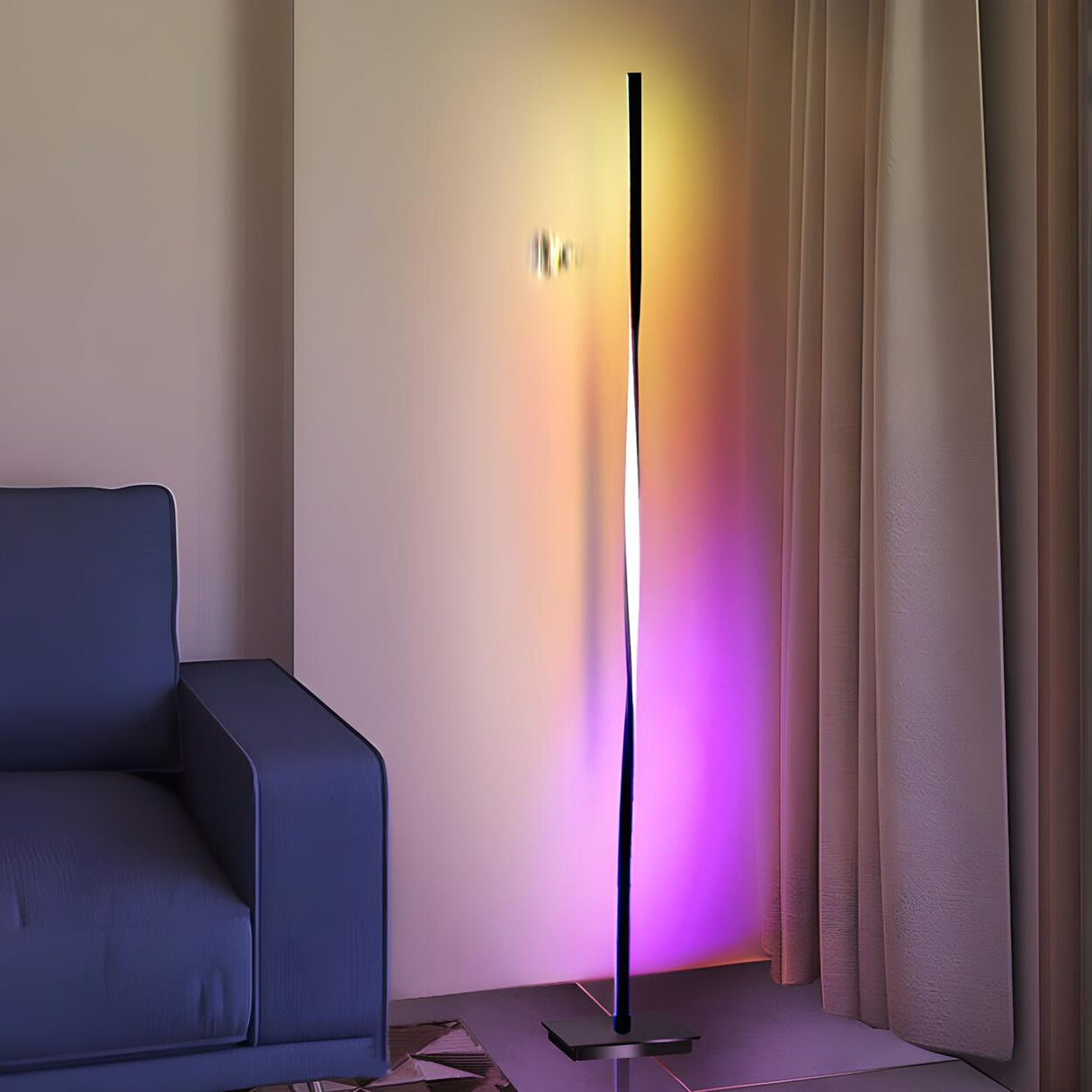 Stylish Linear Twisted LED Color-Changing Floor Lamp Image - 1