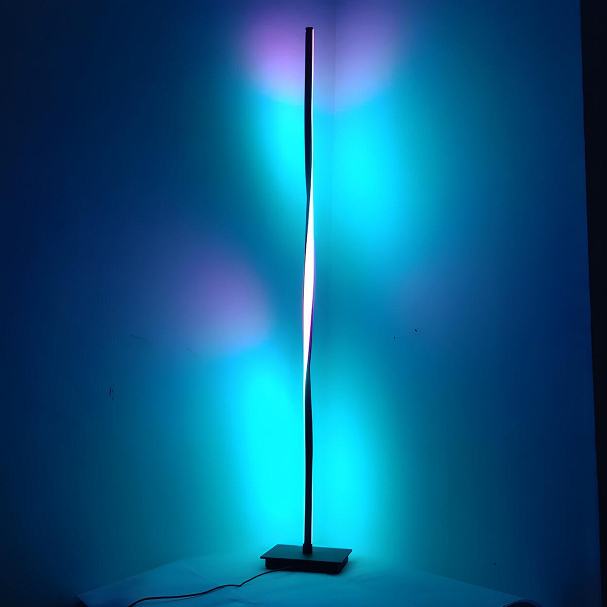 Stylish Linear Twisted LED Color-Changing Floor Lamp Image - 10