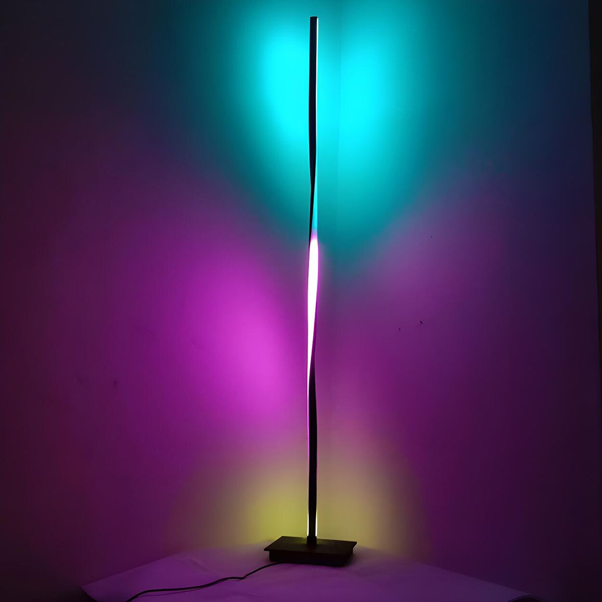 Stylish Linear Twisted LED Color-Changing Floor Lamp Image - 12