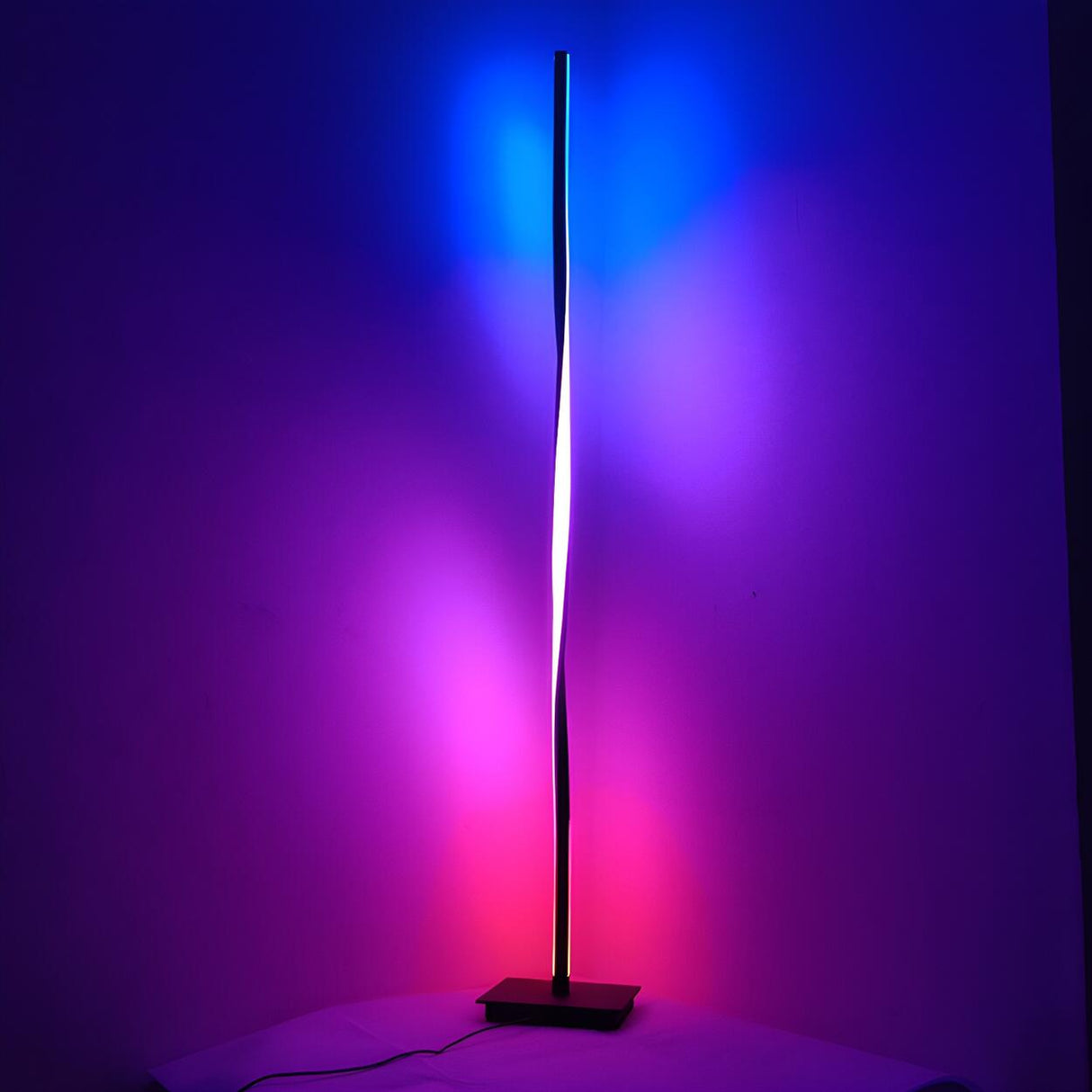 Stylish Linear Twisted LED Color-Changing Floor Lamp Image - 8