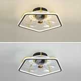 Stylish Metal Geometric Frame Ceiling Fan with Light Image - 10