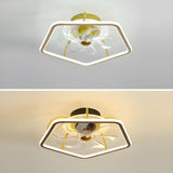 Stylish Metal Geometric Frame Ceiling Fan with Light Image - 11