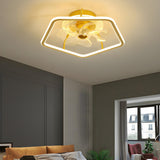 Stylish Metal Geometric Frame Ceiling Fan with Light Image - 15