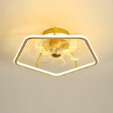 Stylish Metal Geometric Frame Ceiling Fan with Light Image - 7