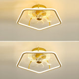 Stylish Metal Geometric Frame Ceiling Fan with Light Image - 9