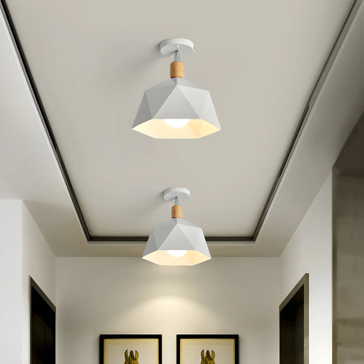 Stylish Mini Polygon LED Semi-Flush Mount Ceiling Light Image - 6