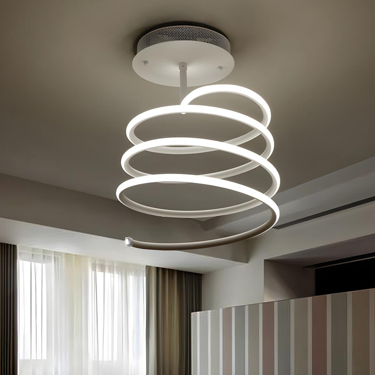 Stylish Mini White Spiral LED Flush Mount Ceiling Light Image - 2