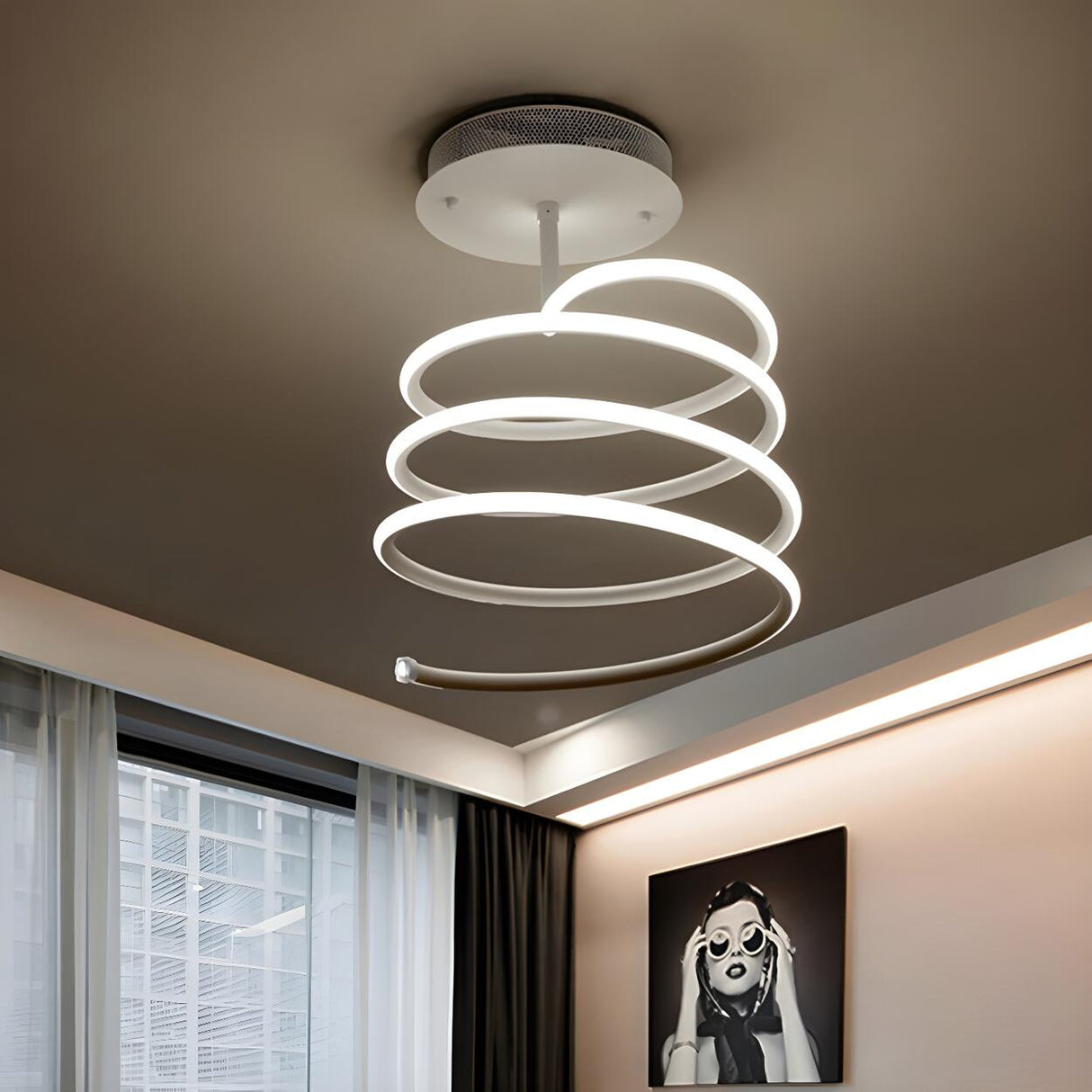 Stylish Mini White Spiral LED Flush Mount Ceiling Light Image - 3