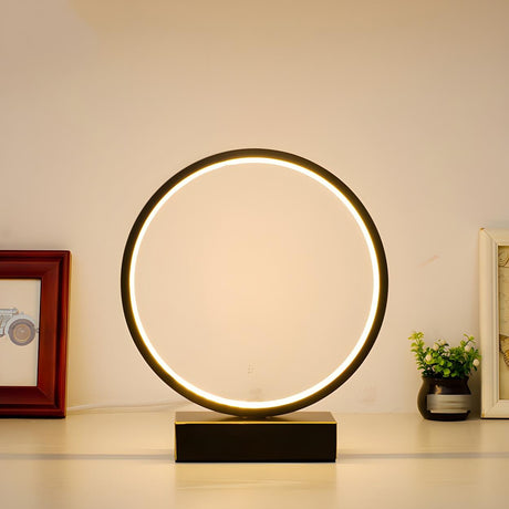 Stylish Minimalist Black Circle LED Modern Table Lamp Image - 1