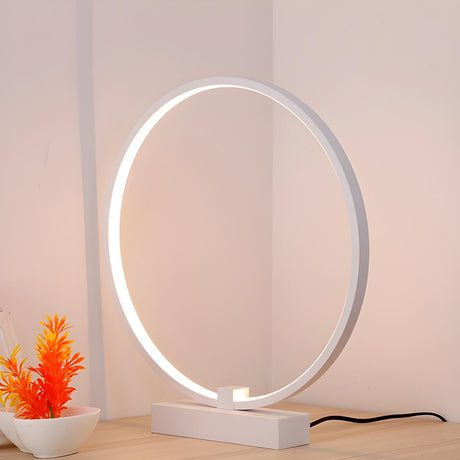 Stylish Minimalist Black Circle LED Modern Table Lamp Image - 2