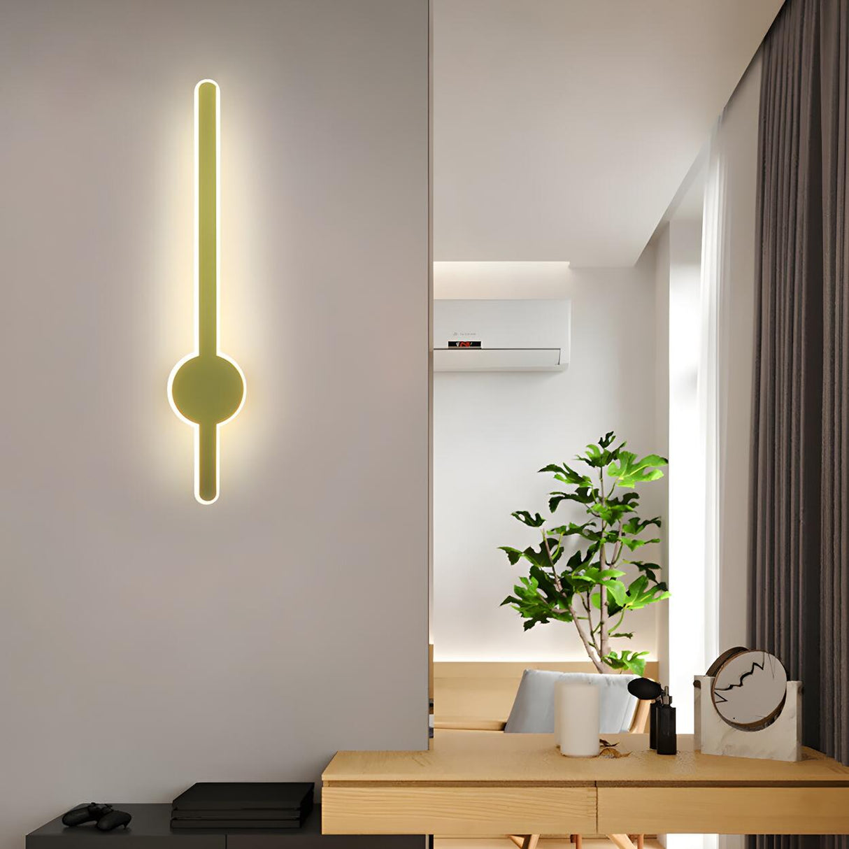 Stylish Minimalist Black Linear LED Vanity Wall Light Image - 5