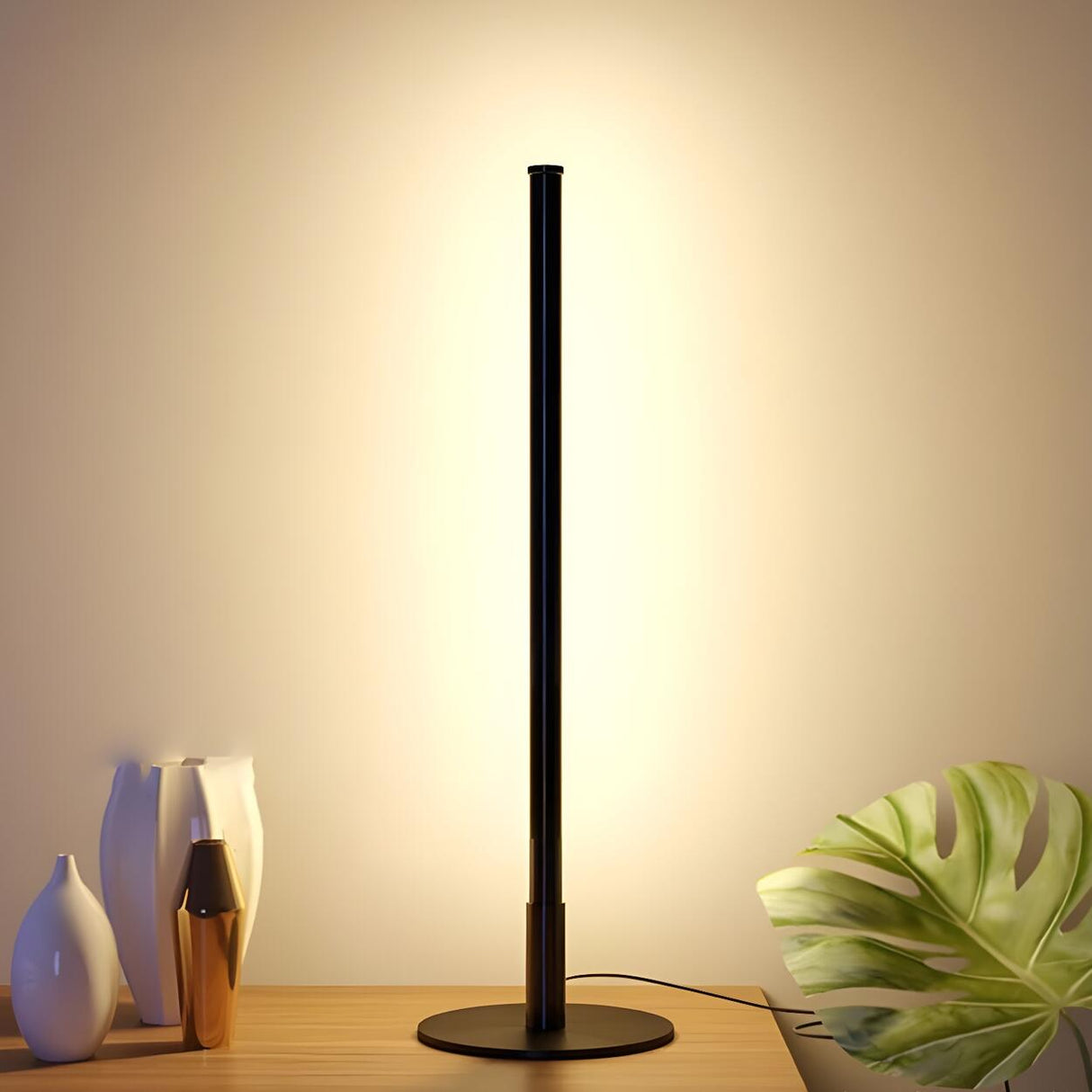 Stylish Minimalist Black Linear Oval LED Table Lamp Image - 13