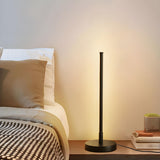 Stylish Minimalist Black Linear Oval LED Table Lamp Image - 3