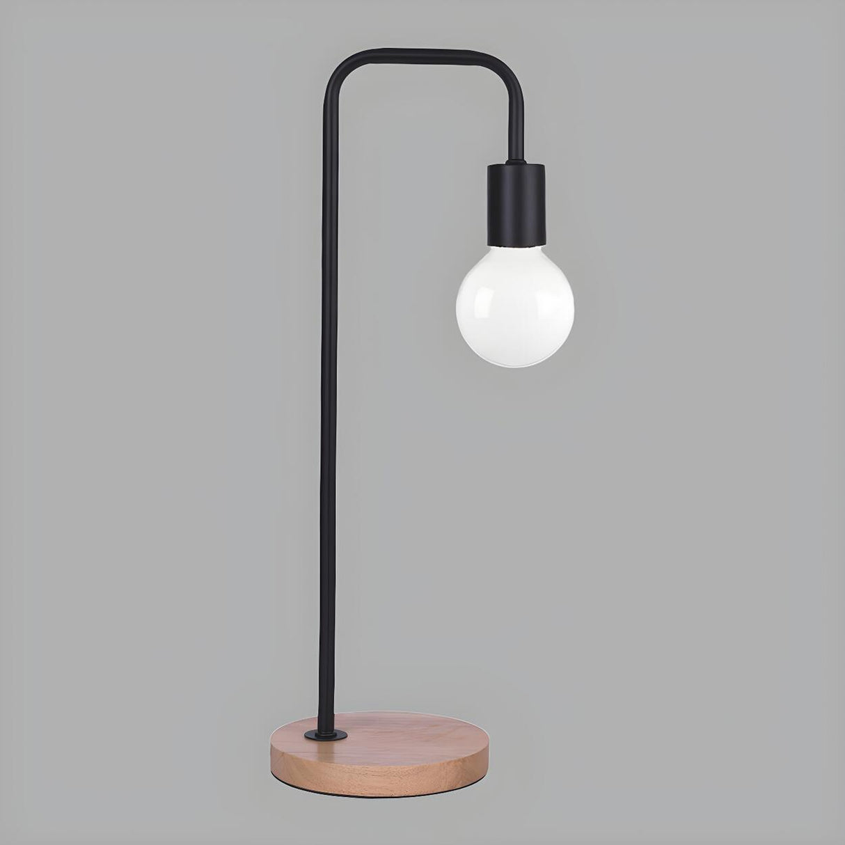 Stylish Minimalist Black Linear Wooden Base Table Lamp Image - 5