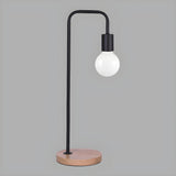 Stylish Minimalist Black Linear Wooden Base Table Lamp Image - 5