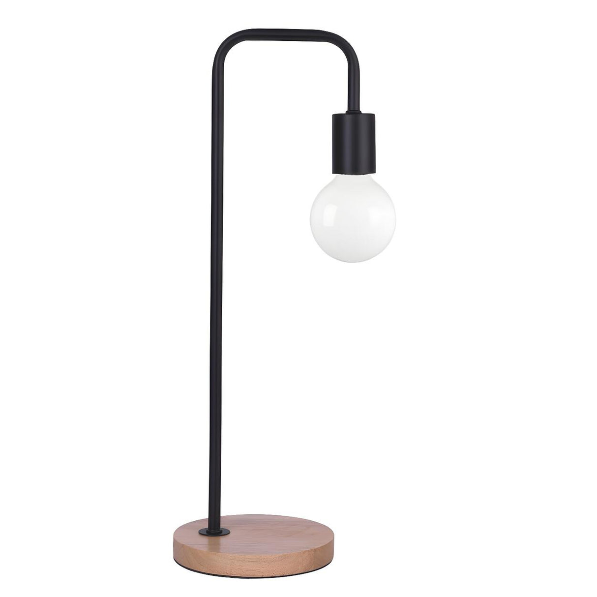 Stylish Minimalist Black Linear Wooden Base Table Lamp Image - 6