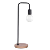 Stylish Minimalist Black Linear Wooden Base Table Lamp Image - 6