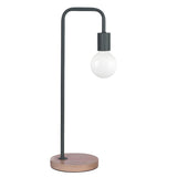 Stylish Minimalist Black Linear Wooden Base Table Lamp Image - 9