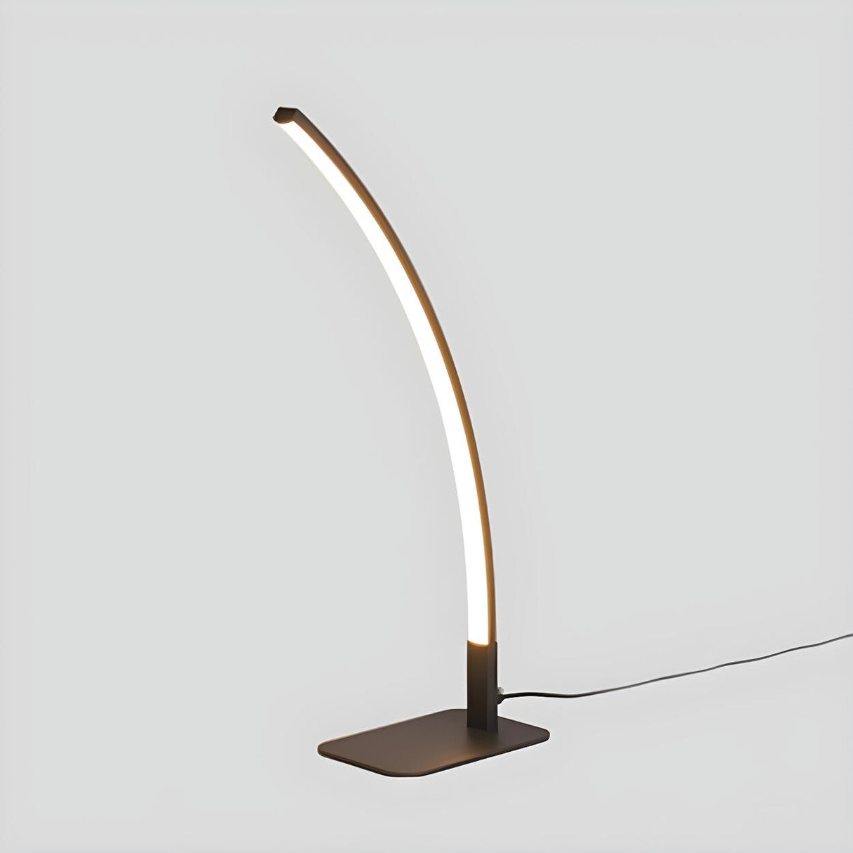 Stylish Minimalist Curved Linear Metal Table Lamp Image - 5