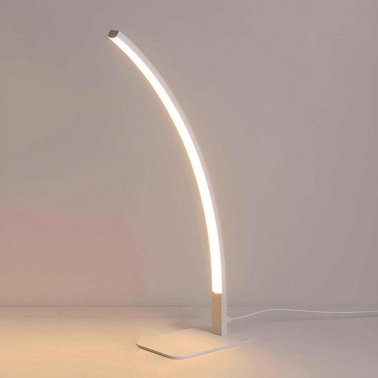 Stylish Minimalist Curved Linear Metal Table Lamp Image - 6