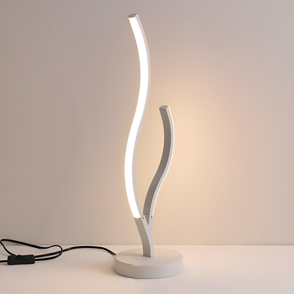 Stylish Minimalist Curved Linear Metal Table Lamp Image - 7