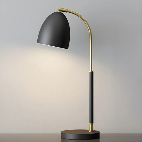 Stylish Minimalist Dome Metal Black Bedside Table Lamp Image - 1