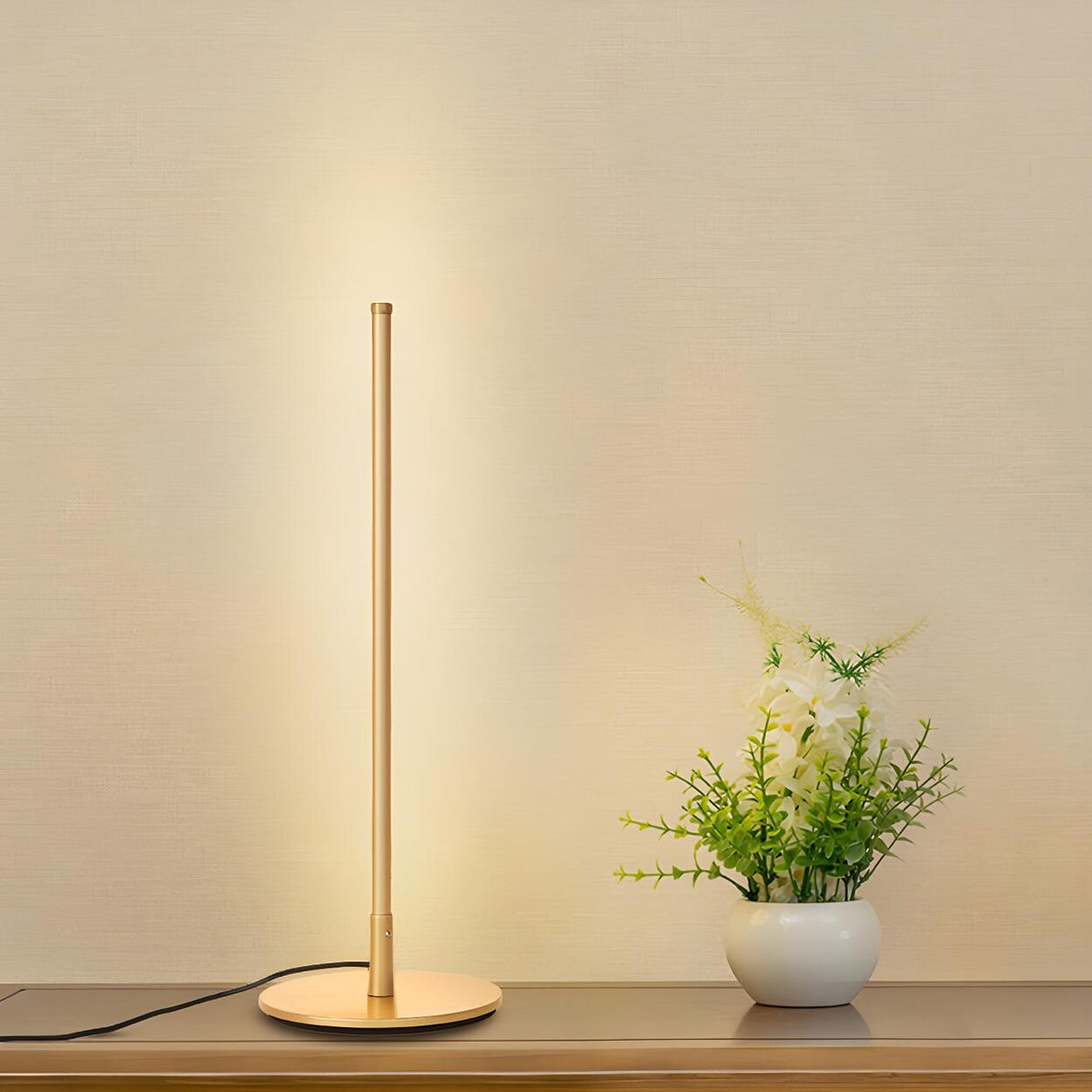 Stylish Minimalist Gold Candle Cordless LED Table Lamp Image - 3