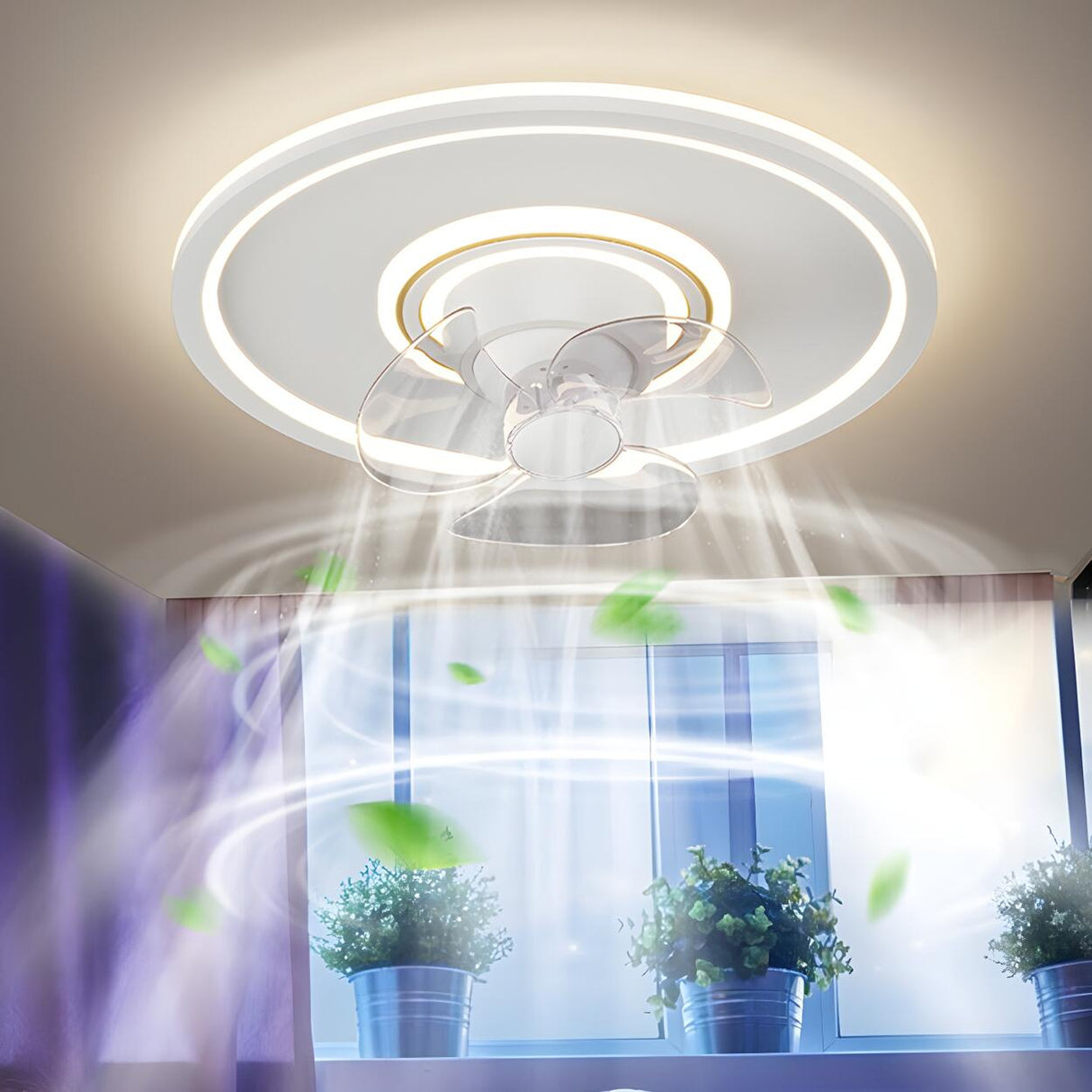 Stylish Minimalist Ring Ceiling Fan with LED Light Image - 13