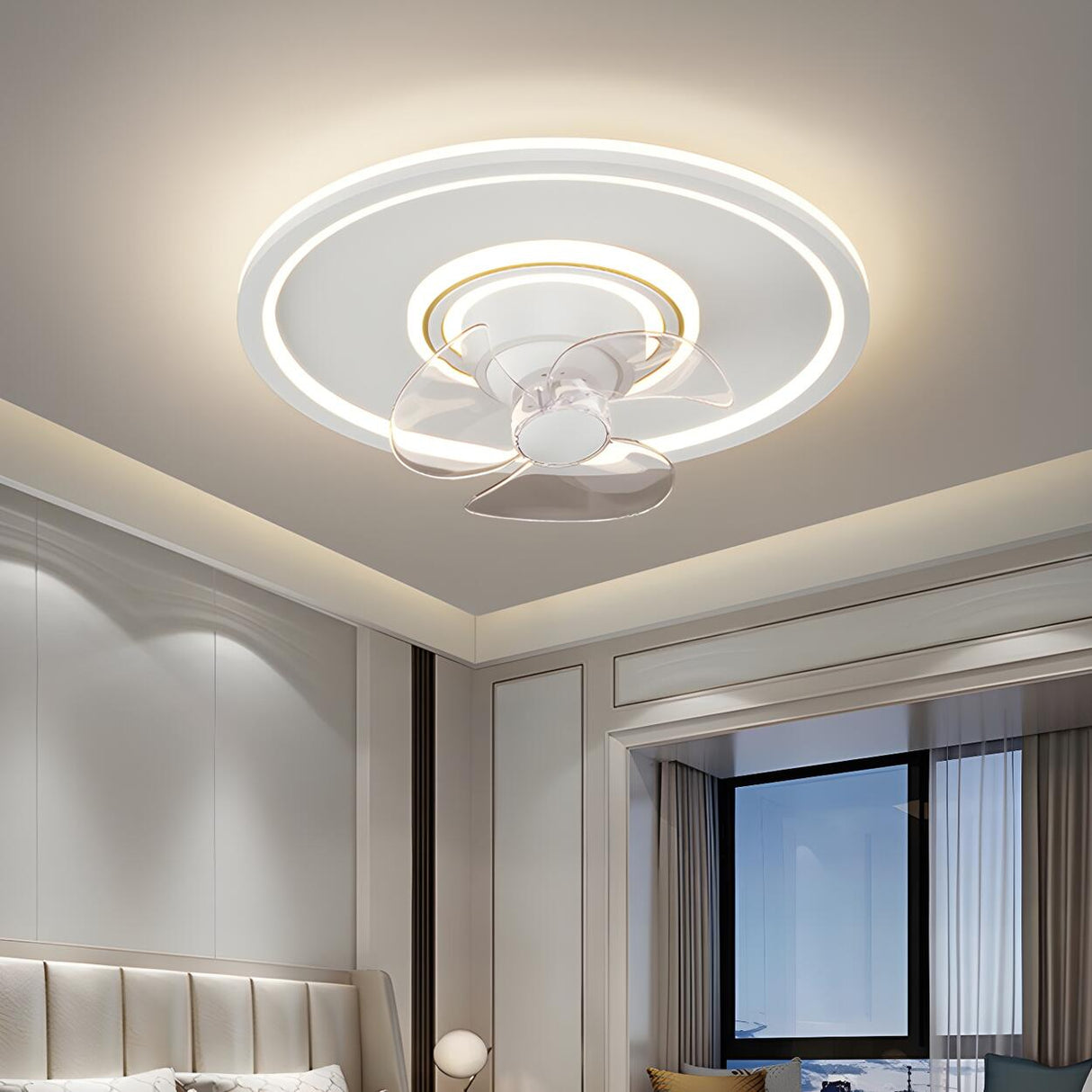 Stylish Minimalist Ring Ceiling Fan with LED Light Image - 5