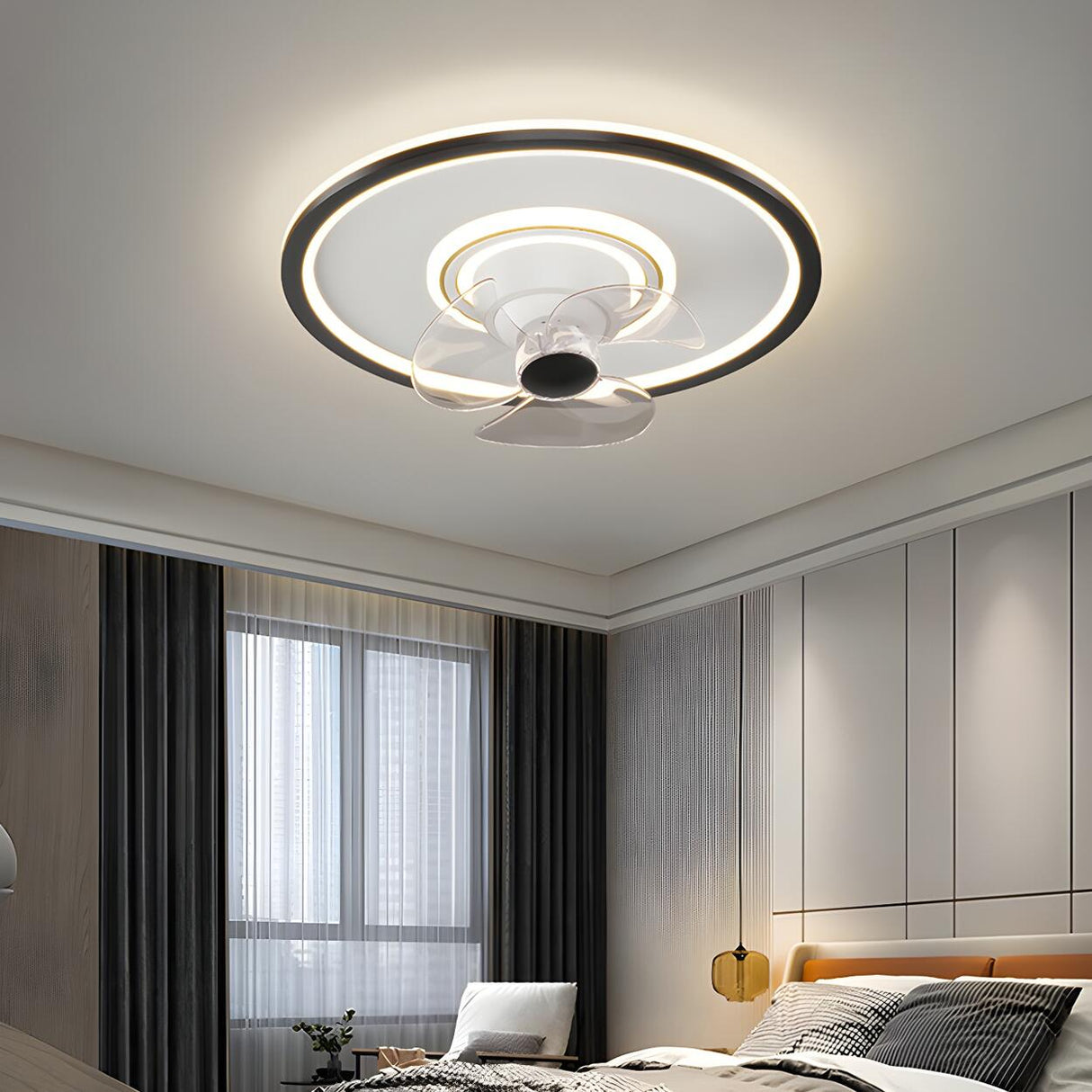 Stylish Minimalist Ring Ceiling Fan with LED Light Image - 7