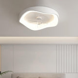 Stylish Minimalist Round White LED Ceiling Fan Light Image - 1