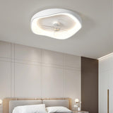 Stylish Minimalist Round White LED Ceiling Fan Light Image - 15