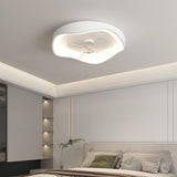 Stylish Minimalist Round White LED Ceiling Fan Light Image - 16