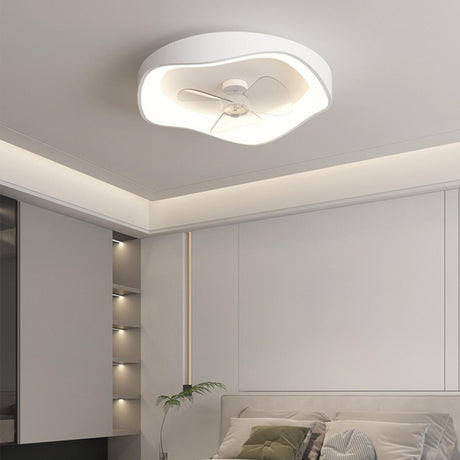 Stylish Minimalist Round White LED Ceiling Fan Light Image - 2