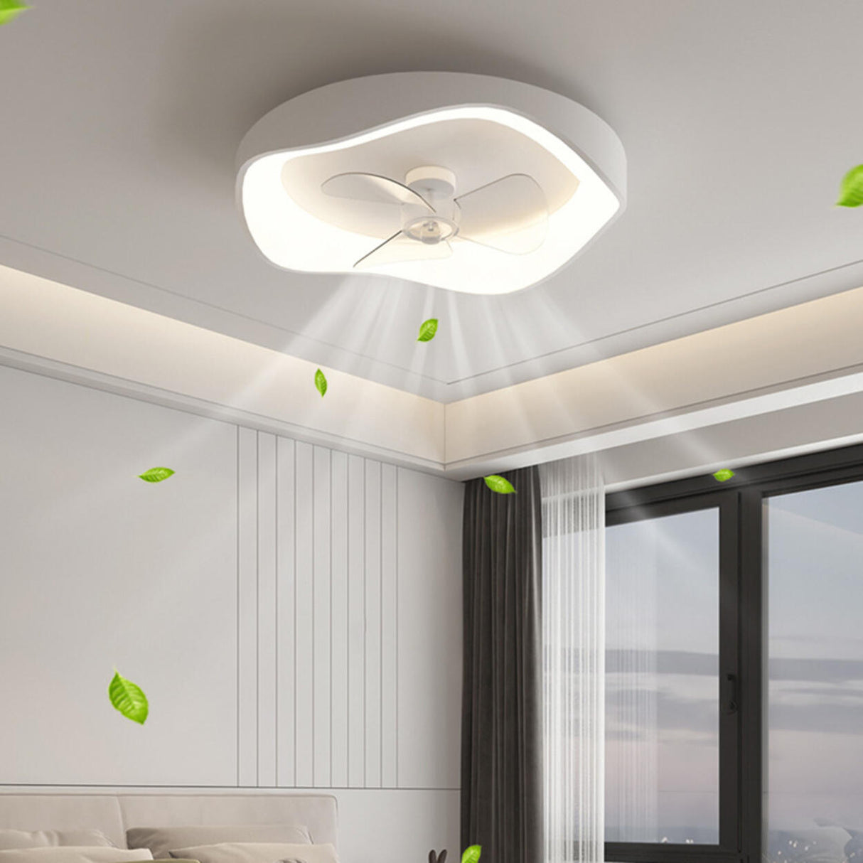 Stylish Minimalist Round White LED Ceiling Fan Light Image - 6