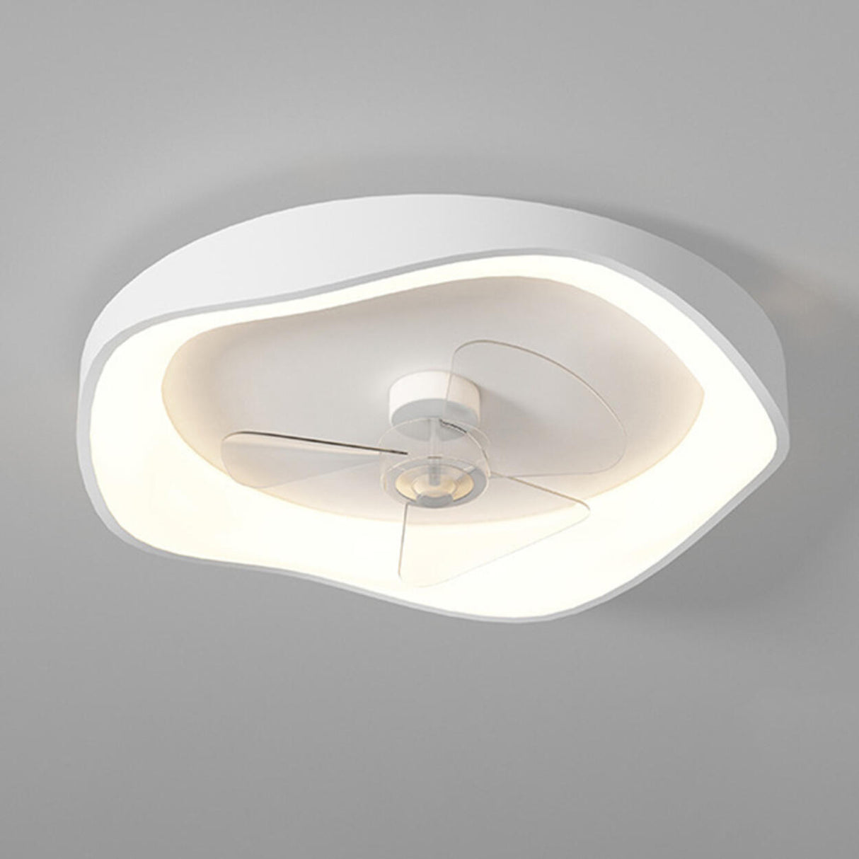 Stylish Minimalist Round White LED Ceiling Fan Light Image - 8