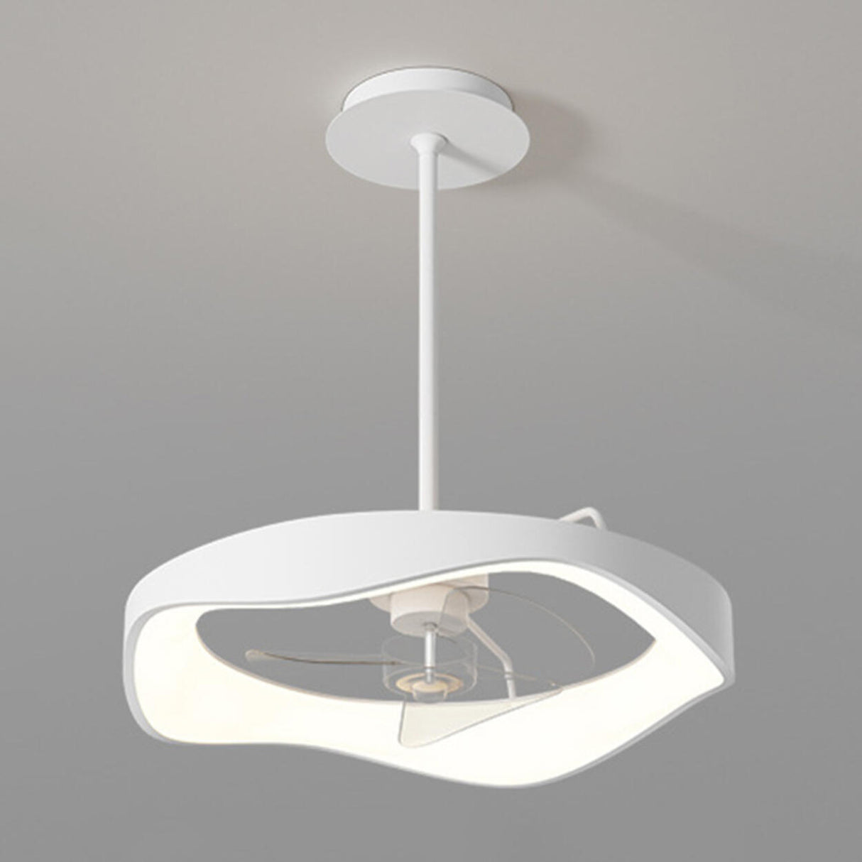 Stylish Minimalist Round White LED Ceiling Fan Light Image - 9