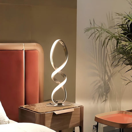 Stylish Minimalist Spiral Bar Metal LED Table Lamp Image - 1