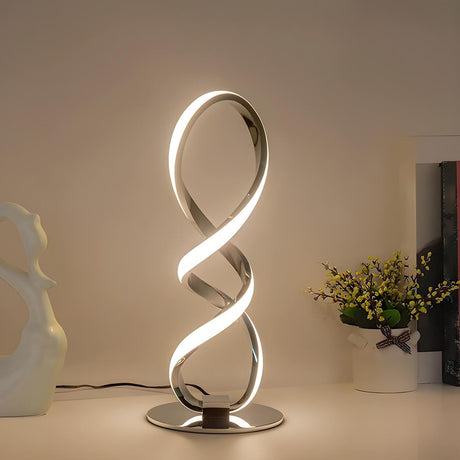 Stylish Minimalist Spiral Bar Metal LED Table Lamp Image - 2