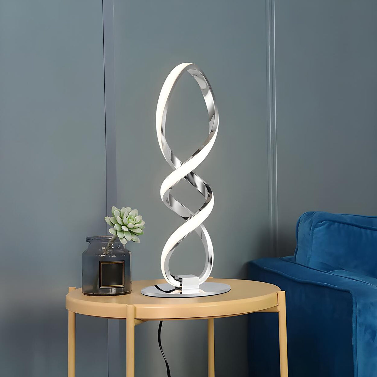 Stylish Minimalist Spiral Bar Metal LED Table Lamp Image - 4