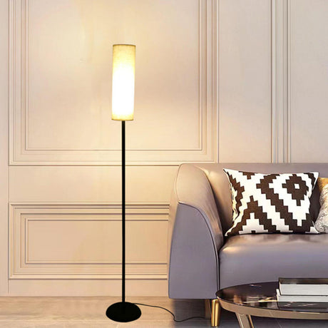 Stylish Modern Black Cylindrical Metal Floor Lamp Image - 1