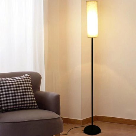 Stylish Modern Black Cylindrical Metal Floor Lamp Image - 2