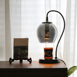 Stylish Modern Black Glass Globe Shade Metal Table Lamp Image - 1