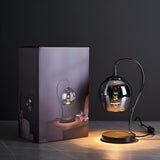 Stylish Modern Black Glass Globe Shade Metal Table Lamp Image - 11