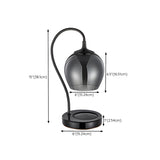 Stylish Modern Black Glass Globe Shade Metal Table Lamp #size