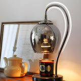 Stylish Modern Black Glass Globe Shade Metal Table Lamp Image - 4